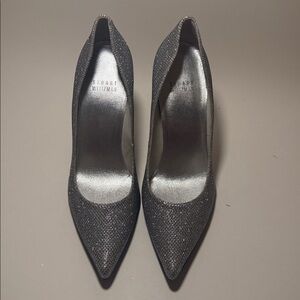 Stuart Weitzman Sparkly Silver Pointed Stiletto Pumps 6.5